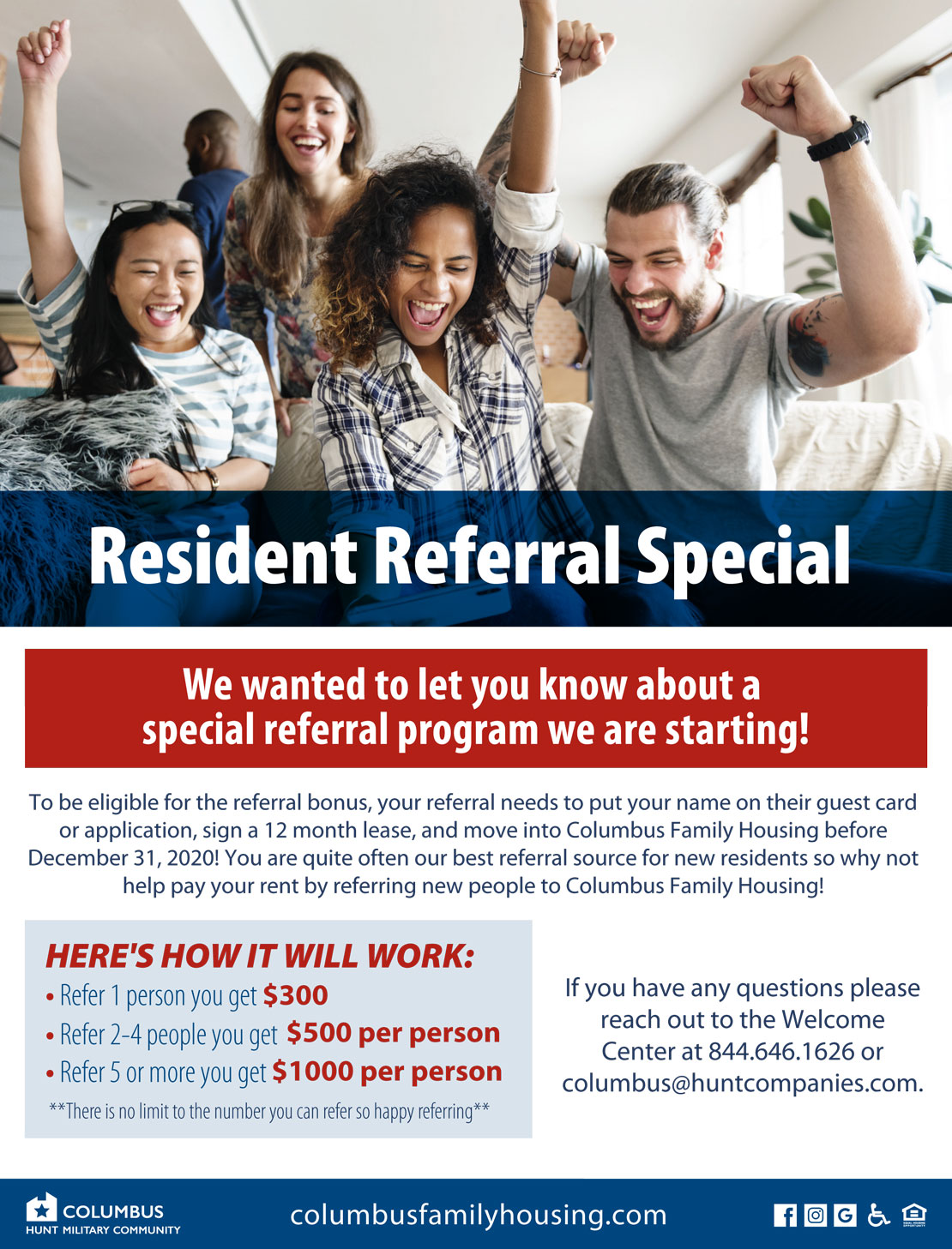Resident can qualify for a referral bonus